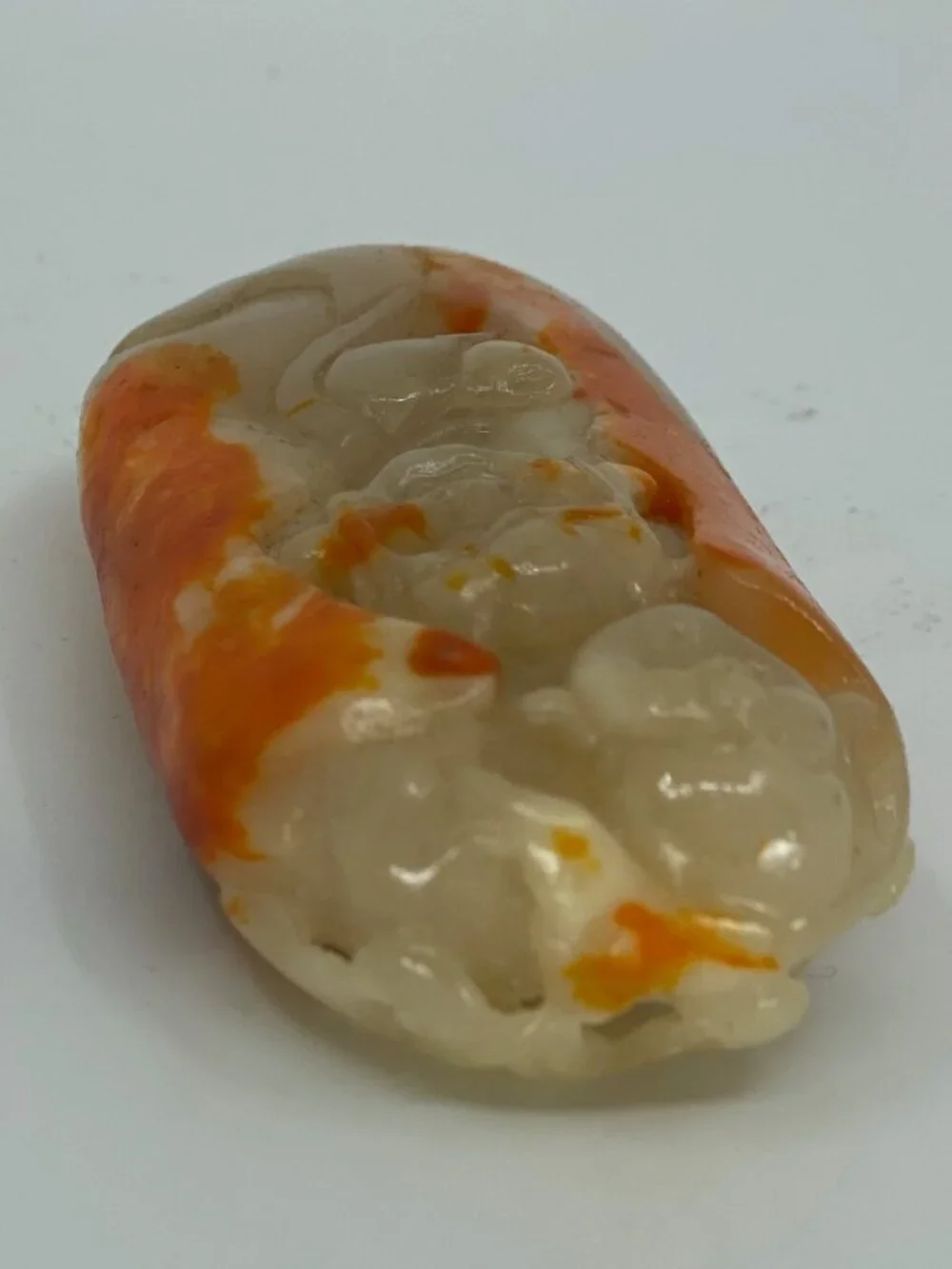 Chinese Hetian Jade Pendant w Laughing Buddha